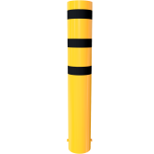 Bollard | steel tube  323 x 5,0 mm | yellow / black | hot-dip galvanized and yellow coatedwith three black reflecting stripes | total length: 2000 mm | with welded steel cap